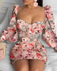 Temperament Printed Tight Long Sleeve Dress