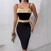 Fashion Women'S Bead Splicing Sling Tight Fitting Sleeveless Dress