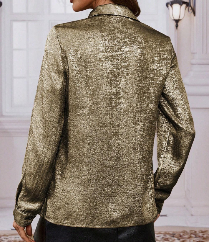 Button Long Sleeved Jacquard Shirt Top