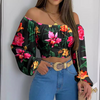 Women'S Printed One Shoulder Long Sleeve Top