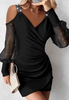 Fashion Black Stitching Off Shoulder Dress