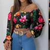 Women'S Printed One Shoulder Long Sleeve Top