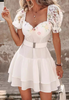 White Short Sleeve Lace Splicing Dress