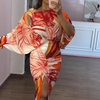 Design Loose Floral Prints High Waisted Hip Hugging Dress