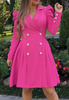 Sweet Long Sleeve Rose Red Dress