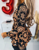 V-Neck Women'S Printed Long Sleeved Dress