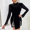 Women'S Black Splicing Lace Sexy Dress