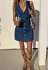 Retro Fashion Sleeveless Button Denim Dress