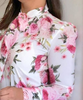 Elegant Women'S Printed Colorful Flower Long Sleeve Shirt