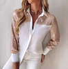 Women'S Sequin Patchwork Casual Long Sleeved Shirt