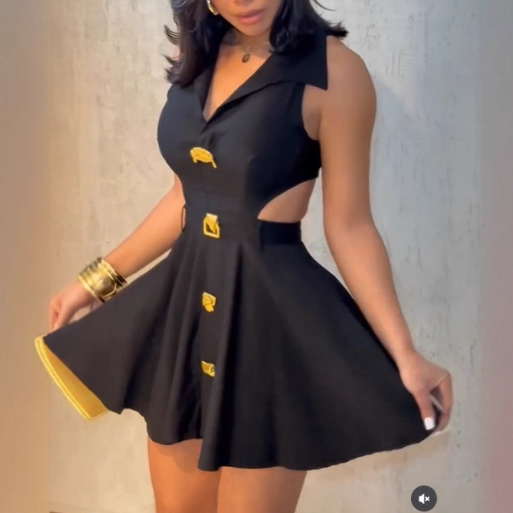 V-Neck Women'S Fashion Sleeveless Dress