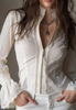 Women'S Splicing White Zipper Long Sleeved Top