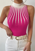 Fashion High Neck Knitted Sleeveless Shirt Top