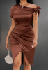 Solid Color Off Shoulder Slim Dress