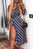 Fashion Sexy Women'S Striped Patchwork Dress
