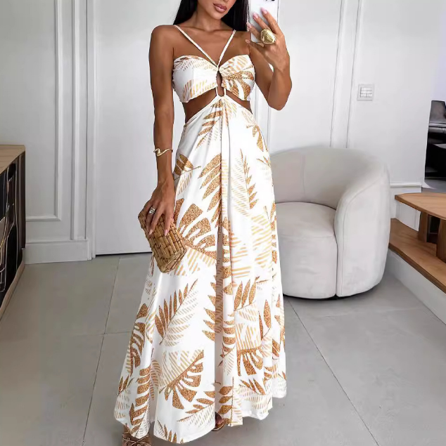 Fashion Sexy Sling Printed Sleeveless Dress