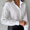 Solid Color Women'S Sweet Embroidered Top