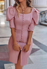 Long Sleeved Temperament Pink Dress