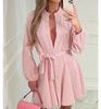 Pink Long Sleeved Casual Dress