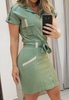 Sweet Green Short Sleeve Zipper Dress