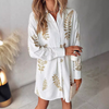 Women'S Fashion Embroidered Leaf Casual Dress