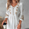 Solid Color Women'S Embroidered Casual Long Sleeved Dress