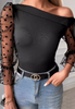 Temperament Off Shoulder Mesh Long Sleeved Top