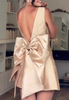 Women'S Backless Butterfly Knot High Waisted Dress