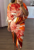Design Loose Floral Prints High Waisted Hip Hugging Dress