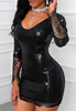 Women'S Sexy V-Neck Lace Patchwork Bead Dress