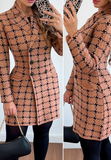 Leisure Long Sleeved Plaid Printed Double Breasted Jacket