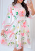 Casual Lace Patchwork Floral Print Flared Sleeve Dress