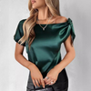 Solid Color Green Elegant Shirt Tops