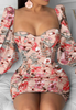 Temperament Printed Tight Long Sleeve Dress