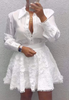 White Women'S Lace Button Two-Piece Set