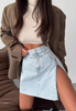 Irregular Zipper High Waisted Denim Skirt