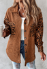 Solid Color Temperament Leopard Print Contrasting Long Sleeved Jacket