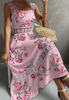 Lace Splicing Printing Sleeveless Dress