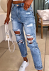Women'S Fashion Casual Distressed Blue Jeans