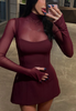 Women'S Temperament Mesh Spliced Solid Color Dress