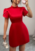 Women'S Temperament Bow Short Sleeved High Waisted Dress