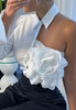 Design Flowers Fashionable And Elegant White Shirt Top