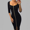 Fashion Solid Color Zipper Slim Sexy Package Hip Dress