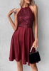 Slim Fashion Solid Color Sequin Splicing Sleeveless Dress