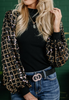 Checkered Sequins Splicing Long Sleeve Sweater