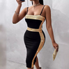 Fashion Women'S Bead Splicing Sling Tight Fitting Sleeveless Dress