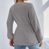 Fashion V-Neck Solid Color Long Sleeved Ruffled Sweater