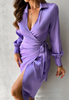 Purple Long Sleeved Fashion Sexy Dress