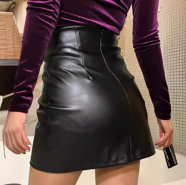 Casual High Waisted Mini Black Skirt