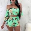 Sexy Printed One Shoulder Two-Piece Set